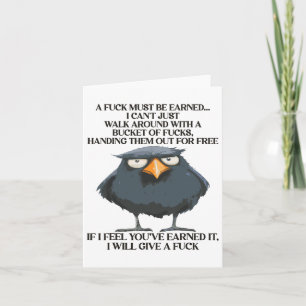A F_ck Must Be Earned Funny Quote Bucket Christmas Card