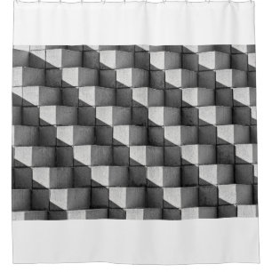 A face of the "Four Sided Pyramid" sculpture in th Shower Curtain
