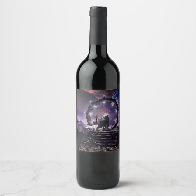 A fairy and a dark wolf  wine label (Front)