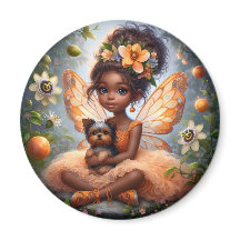 A Fairy and her Puppy - Orange Magnet
