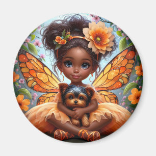 A Fairy and her Puppy - Orange Magnet