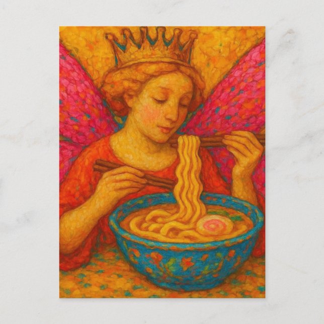 A Fairy Queen Eating Ramen Postcard (Front)