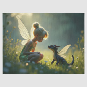 A Fairy Trains her dragon Tissue Paper