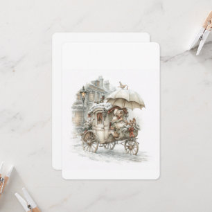 a fairytale carriage with a girl on a winter stree invitation