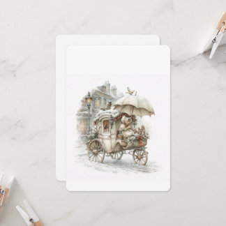 a fairytale carriage with a girl on a winter stree invitation