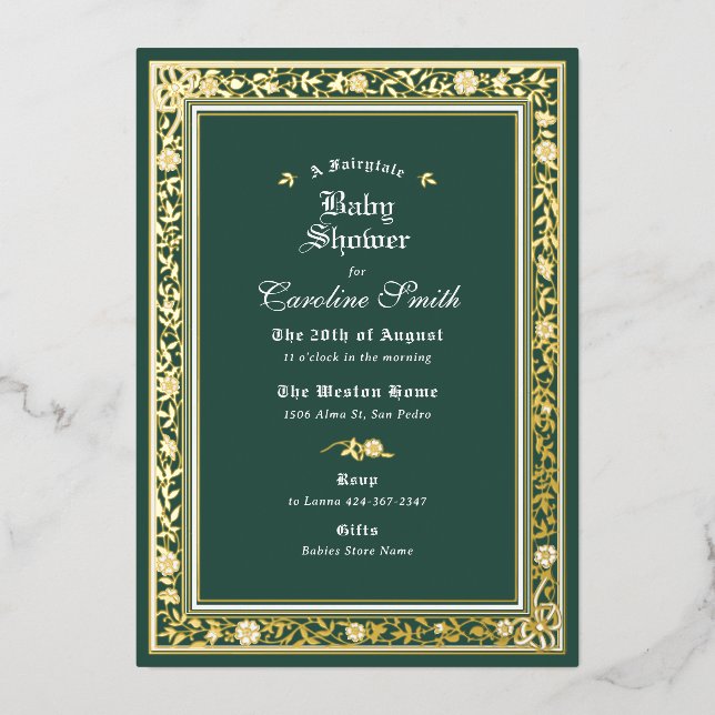A Fairytale Forest Green and Gold Baby Shower (Front)