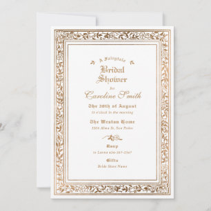 A Fairytale White Gold Bridal Shower Invitation