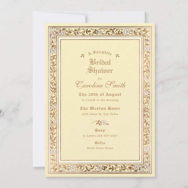 A Fairytale Yellow Bridal Shower Invitation (Front)