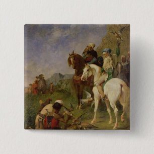 A Falcon Hunt in Algeria 15 Cm Square Badge