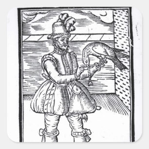 A Falconer with his Goshawk Square Sticker