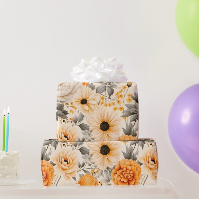 A Fall Floral Series Design 1 Wrapping Paper (Party Gifts)