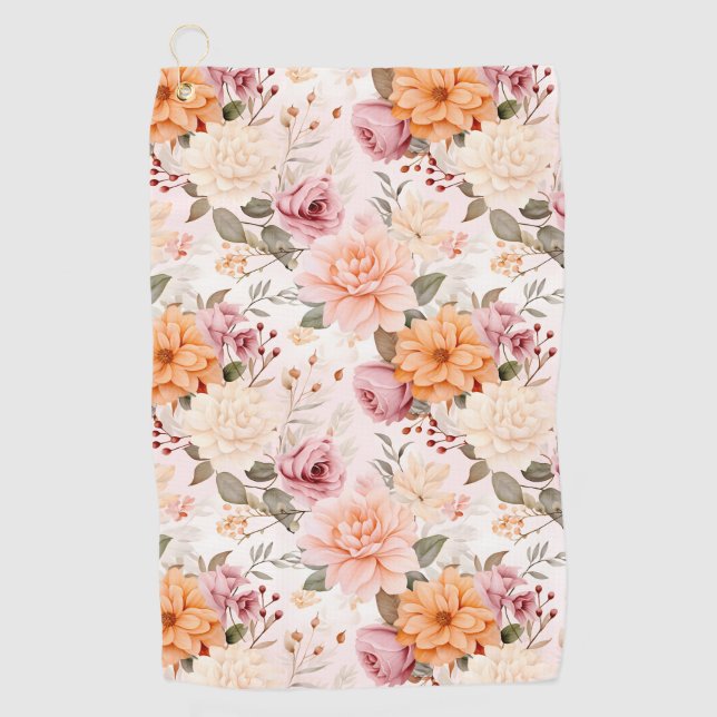 A Fall Floral Series Design 2 Golf Towel (Front)