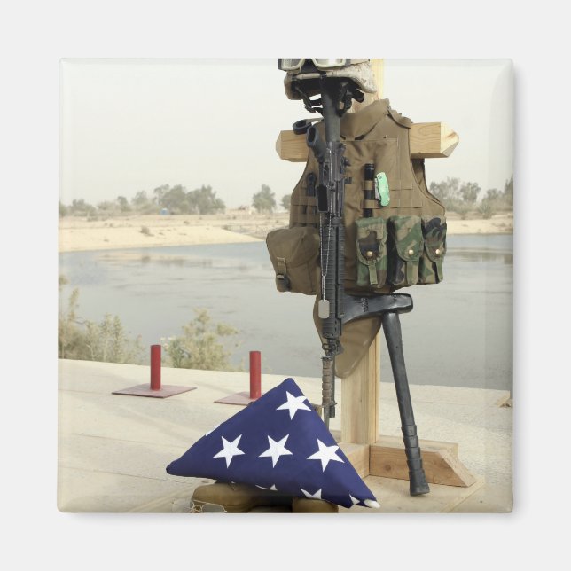 A fallen soldiers gear display magnet (Front)