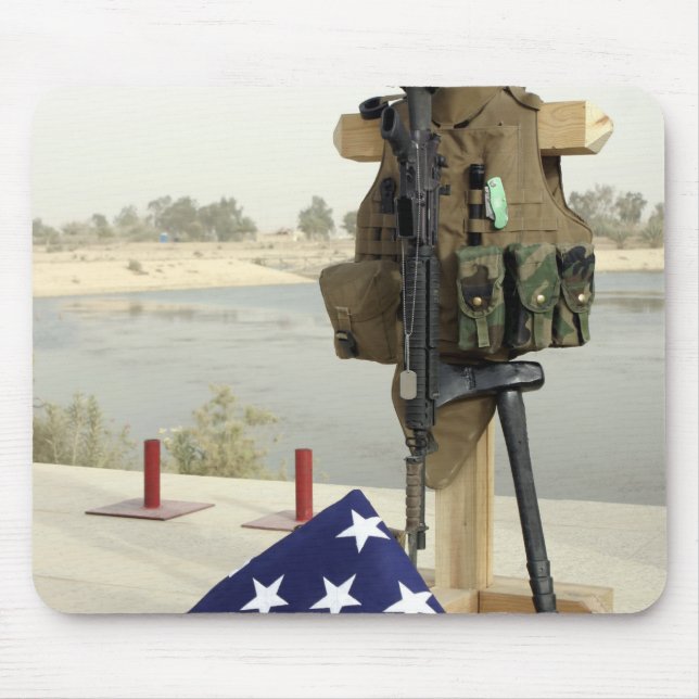 A fallen soldiers gear display mouse mat (Front)