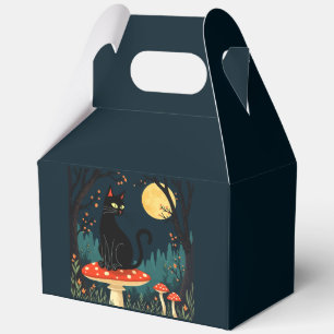 A Familiar Black Cat And Toadstools Halloween 3 Favour Box