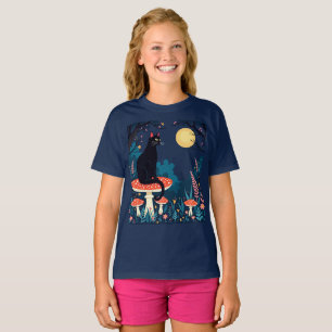 A Familiar Black Cat And Toadstools Halloween 4 T-Shirt