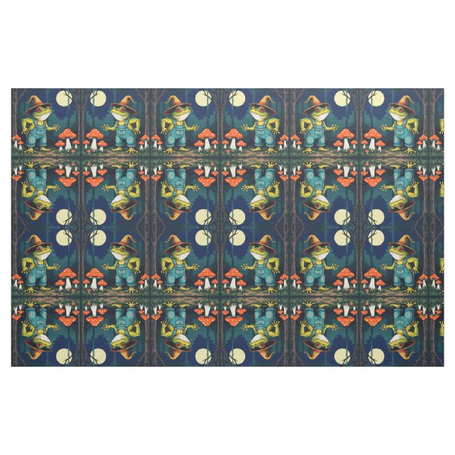 A Familiar Toad Witch Foraging At Night Fabric (Fat Quarter)