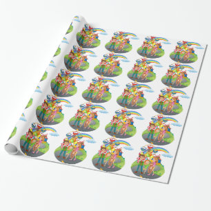 A family at the amusement park wrapping paper