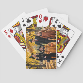 A family in a park at Halloween Playing Cards