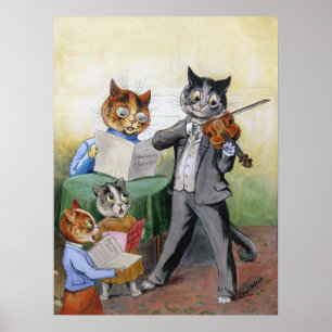 A Family of Cat Musicians, Louis Wain Poster
