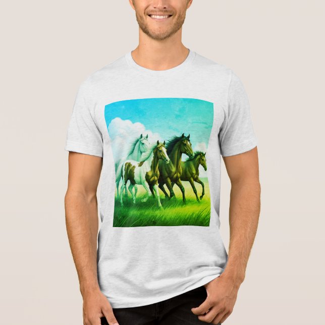  a family of horses galloping  Tri-Blend shirt (Front)