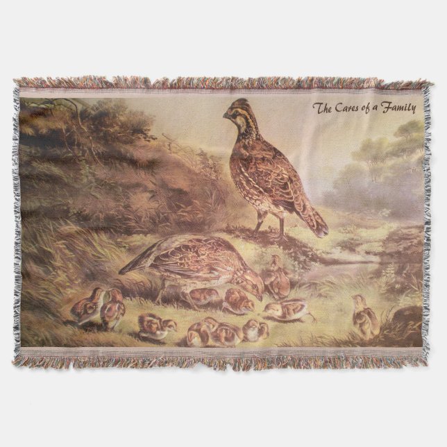 A Family of Quails Throw Blanket (Front)