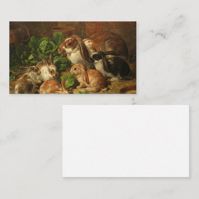 A Family of Rabbits by Alfred Richardson Barber Business Card (Front/Back)