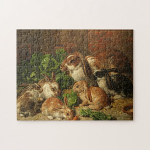 A Family of Rabbits by Alfred Richardson Barber Jigsaw Puzzle