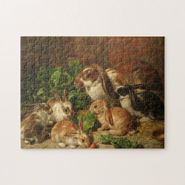 A Family of Rabbits by Alfred Richardson Barber Jigsaw Puzzle (Horizontal)