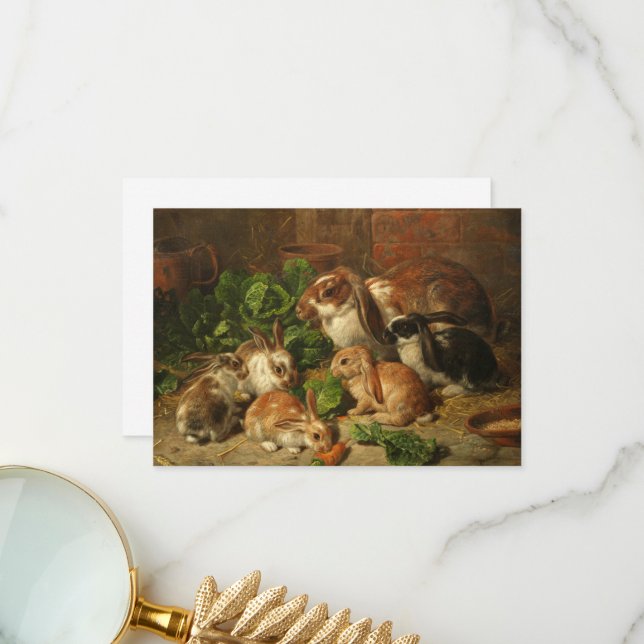 A Family of Rabbits by Alfred Richardson Barber Thank You Card (Front/Back In Situ)
