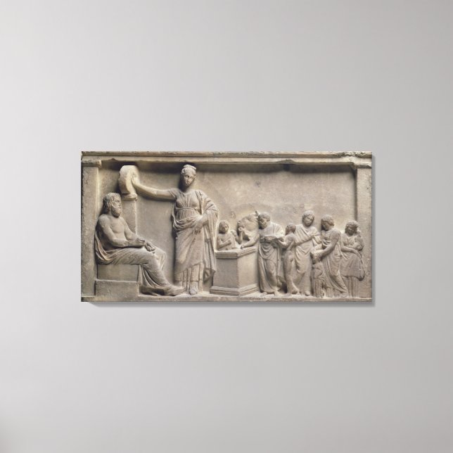 A family sacrificing a bull to Asclepius Canvas Print (Front)