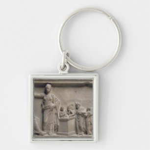 A family sacrificing a bull to Asclepius Key Ring
