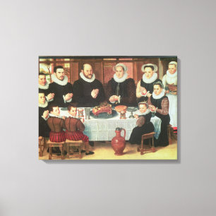 A Family Saying Grace Before the Meal, 1585 (oil o Canvas Print