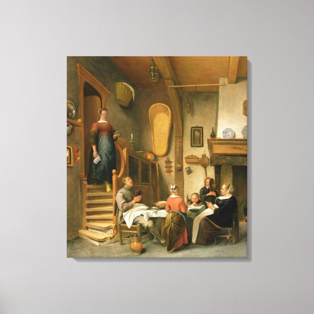 A Family Saying Grace Canvas Print (Front)