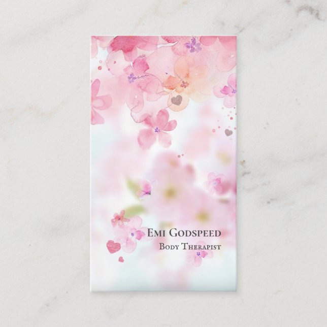 a fancy card with pink cherry petals dancing  (Front)