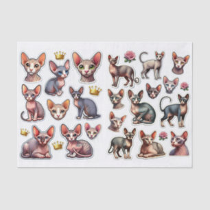 A Fantastic Mix of Hairless Cats Illustrations Tissue Paper