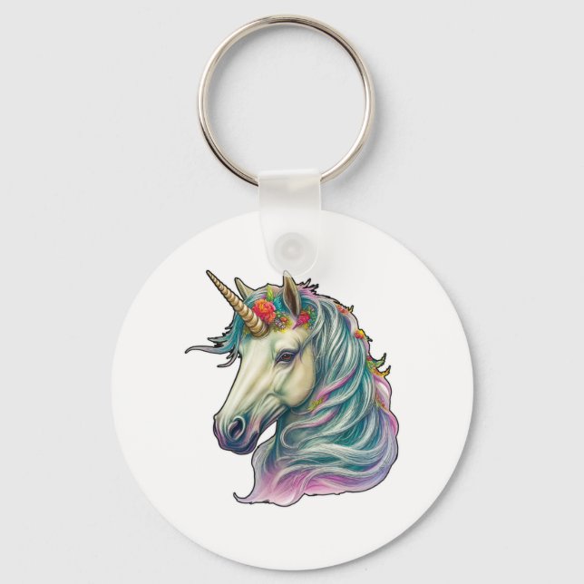 A Fantastical Unicorn!  Key Ring (Front)