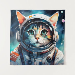 A fantasy cat astronaut  tapestry