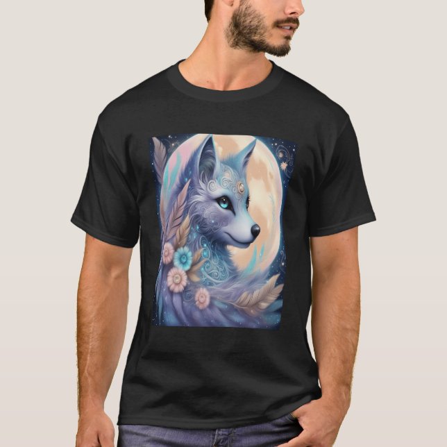 A Fantasy Cat Surrounded By Flowers Nature Animal  T-Shirt (Front)