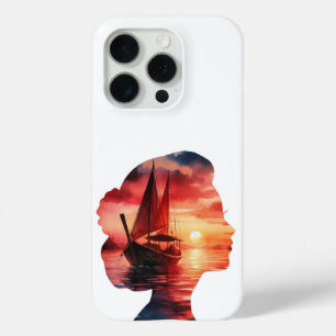 A fantasy journey on a sailboat at sunset iPhone 15 pro case