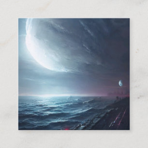 A fantasy place with big glowing moon square business card