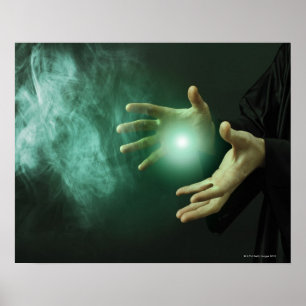 A fantasy wizard making magic with his hands. poster