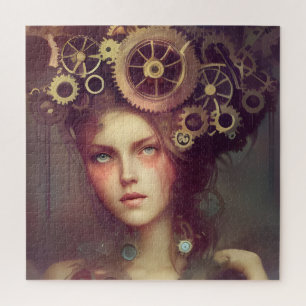 A fantasy woman with steampunk gears on her head jigsaw puzzle