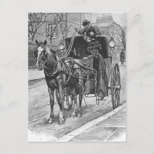 A Fare for a Hansom Cab Driver Postcard