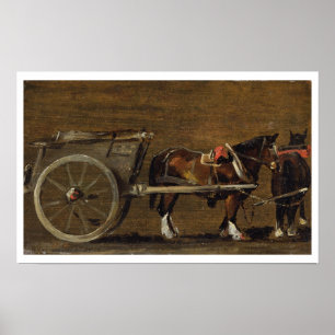 A Farm Cart with two Horses in Harness: A Study fo Poster