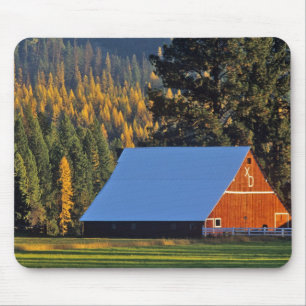 A Farmed red barn built in 1911 near Troy Mouse Mat