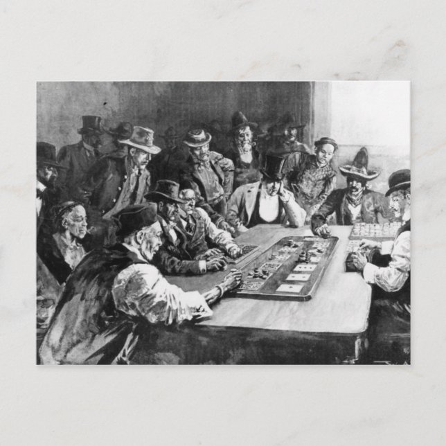 A Faro Game at El Paso Postcard (Front)