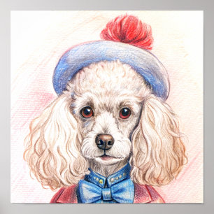 A Fashionable Dog Dressed In Human Attire Poster