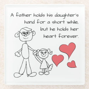 A Father Holds His Daughter's Hand Glass Coaster