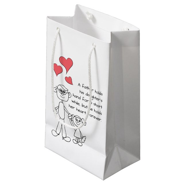 A Father Holds His Daughter's Hand Small Gift Bag (Front Angled)